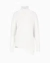 Armani Exchange Asymmetrical High Neck Knitted Sweater In White