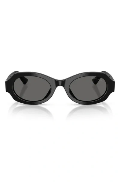Armani Exchange Ax  49mm Irregular Oval Sunglasses In Black