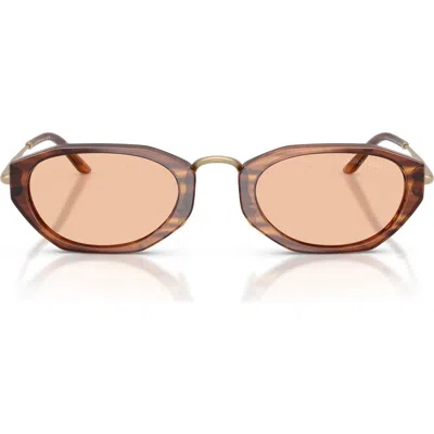 Armani Exchange Ax  50mm Polarized Irregular Oval Sunglasses In Brown