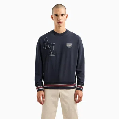 Armani Exchange Man Sweatshirt Navy Size L Cotton, Polyester, Elastane
