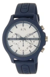Armani Exchange Ax  Hampton Chronograph Quartz Silicone Strap Watch, 46mm