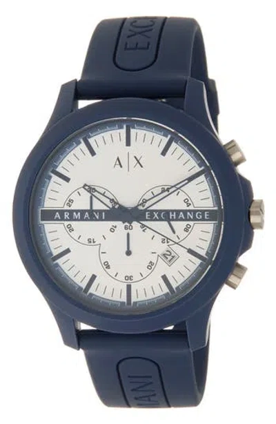 Armani Exchange Ax  Hampton Chronograph Quartz Silicone Strap Watch, 46mm In Transparent