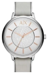 Armani Exchange Ax  Leather Strap Watch, 38mm In Pale Grey/silver