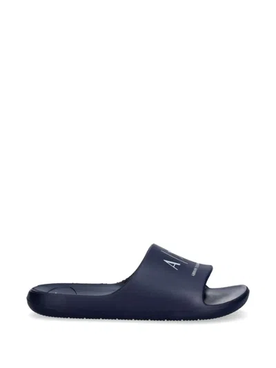 Armani Exchange A|x Logo-print Slides In Blue