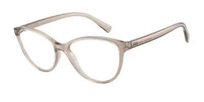 Armani Exchange Ax3053 8240 Women's Glasses Brown Size 53 - Free Lenses - Blue Light Block Available In Shiny Transparent Tundra Brown