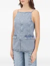 Armani Exchange Backless Flap-pocket Top In Blue