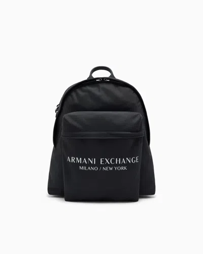 Armani Exchange Backpack In Coated Fabric In Black