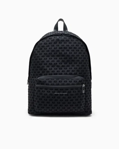 Armani Exchange Backpack In Smooth Technical Fabric In Black