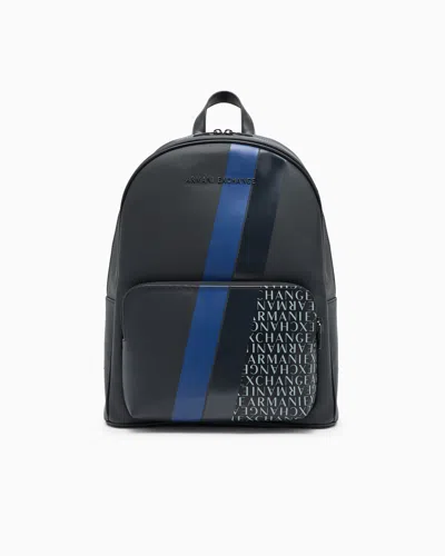 Armani Exchange Backpack With Monogram And Stripes