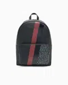 Armani Exchange Backpack With Monogram And Stripes In Black