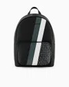 Armani Exchange Backpack With Monogram And Stripes In Green