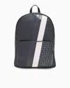 Armani Exchange Backpack With Monogram And Stripes In Navy Blue