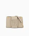 Armani Exchange Bag With Monogram Logo And Chain Shoulder Strap In Beige