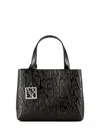 Armani Exchange Shopper Bag With Lettering Logo Print All-over In Black