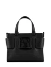 Armani Exchange Medium Tote Bag With Double Handles And Shoulder Strap In Black