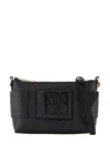 Armani Exchange Color Block Shoulder Bag With Maxi Logo In Black