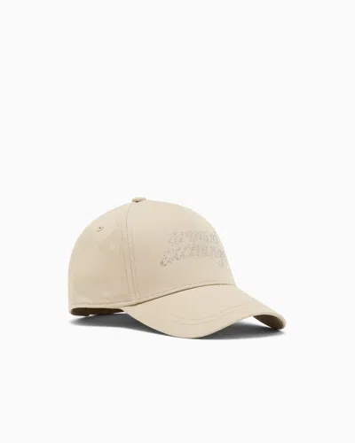 Armani Exchange Baseball Cap In Cotton Twill With Front Logo And Curved Brim In Neutral