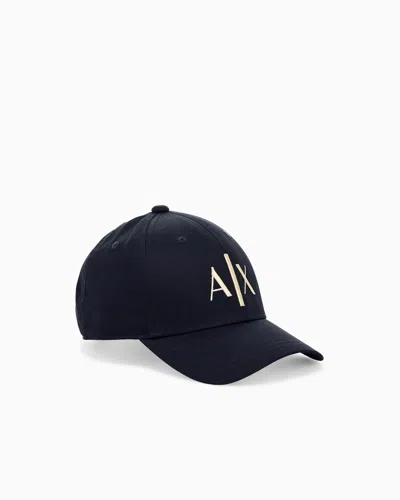 Armani Exchange Baseball Hat In Cotton Twill In Black