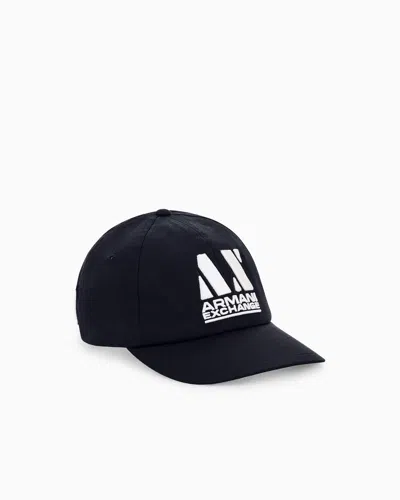 Armani Exchange Baseball Hat In Cotton Twill In Black