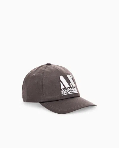 Armani Exchange Baseball Hat In Cotton Twill In Brown