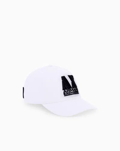 Armani Exchange Baseball Hat In Cotton Twill In White