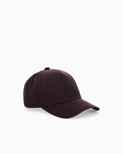 Armani Exchange Baseball Hat In Cotton Twill With Logo In Brown