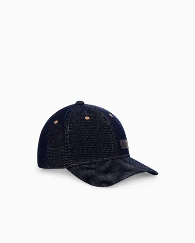 Armani Exchange Baseball Hat In Stretch Cotton Denim In Blue