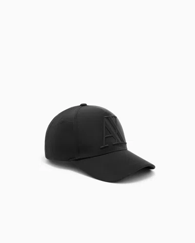 Armani Exchange Baseball Hat With Embossed Logo And Curved Brim Essential In Black