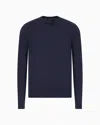 Armani Exchange Basic Crew Neck Sweater With Asv Embroidered Logo In Blue