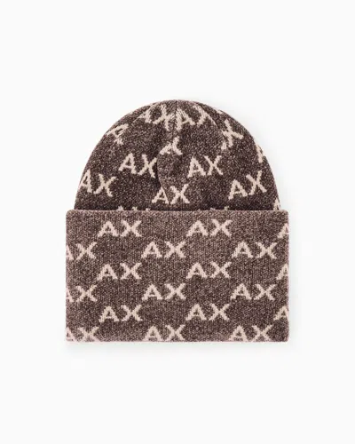Armani Exchange Beanie Hat Viscose Blend In Brown