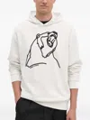 Armani Exchange Bear-embroidered Hoodie In White