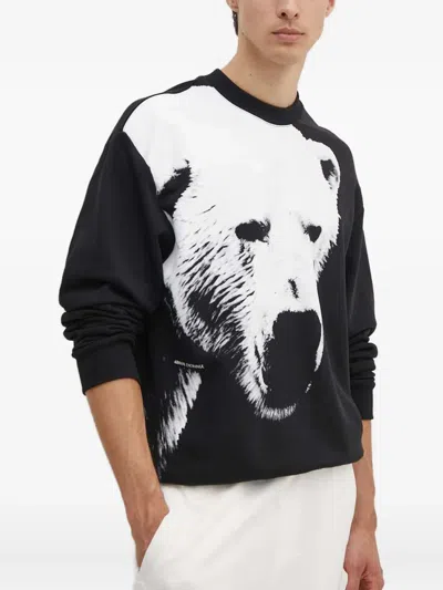 Armani Exchange Bear-print Sweatshirt In Black