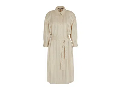 Armani Exchange Beige Midi Shirt Dress In Neutral