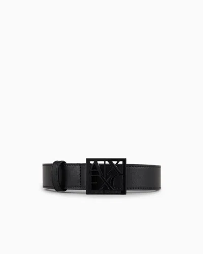 Armani Exchange Belt With Square With Logo In Black