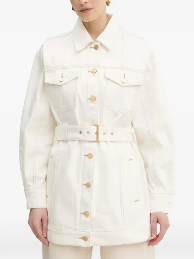 Armani Exchange Belted Denim Jacket In White