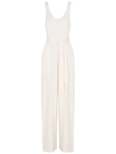 Armani Exchange Belted Jumpsuit In Neutrals