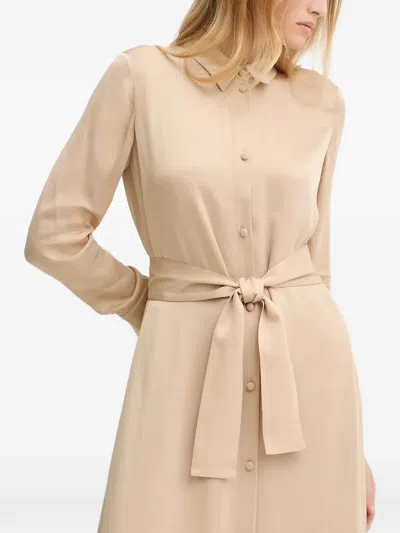 Armani Exchange Belted Shirt Dress In Brown