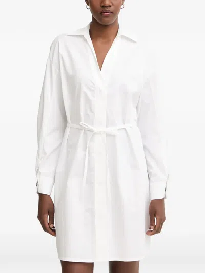Armani Exchange Belted Shirt Mini Dress In White