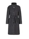 Armani Exchange Belted Wool Blend Jacket With High Collar And Chic Logo Detail In Black