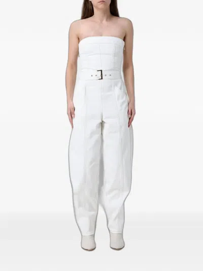 Armani Exchange Belted-waist Strapless Jumpsuit In White