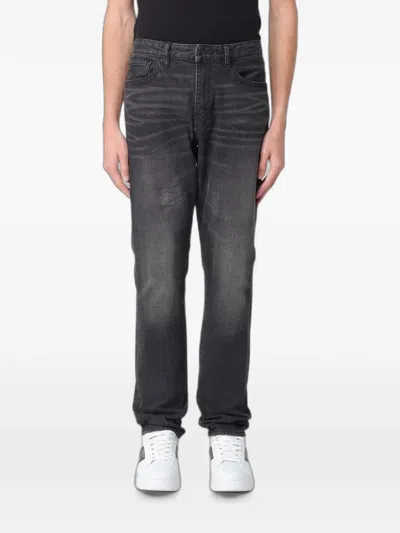 Armani Exchange Belt-loop Buttoned Jeans In Gray