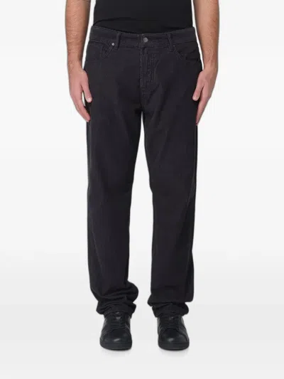 Armani Exchange Belt-loop Corduroy Trousers In Blue