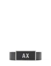 Armani Exchange Leather Belt Set With Two Prongs In Black