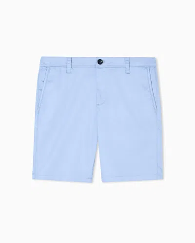 Armani Exchange Bermuda Shorts In Satin Stretch Fabric In Blue
