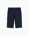 Armani Exchange Bermuda Shorts In Satin Stretch Fabric In Blue
