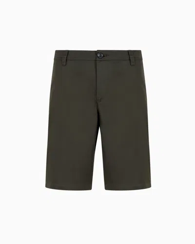 Armani Exchange Bermuda Shorts In Satin Stretch Fabric In Black