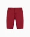 Armani Exchange Bermuda Shorts In Satin Stretch Fabric In Burgundy