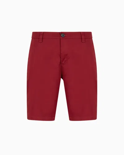 Armani Exchange Bermuda Shorts In Satin Stretch Fabric In Burgundy