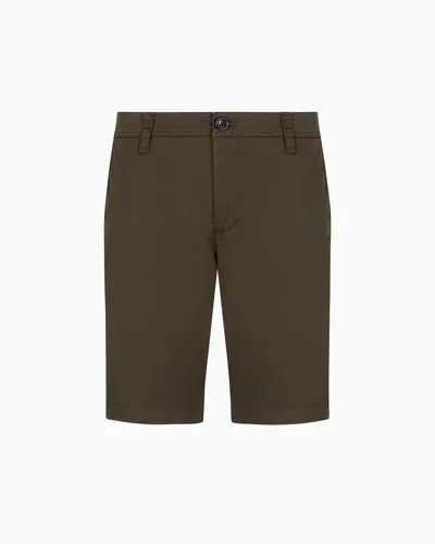 Armani Exchange Bermuda Shorts In Satin Stretch Fabric In Green