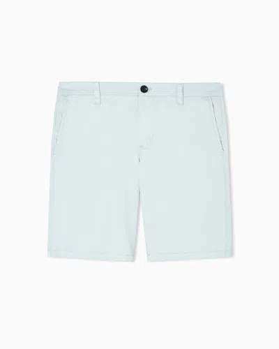 Armani Exchange Bermuda Shorts In Satin Stretch Fabric In Blue